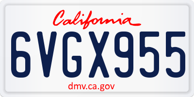 CA license plate 6VGX955