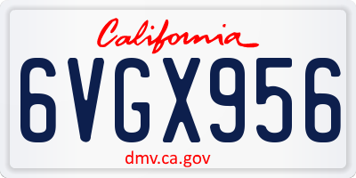 CA license plate 6VGX956