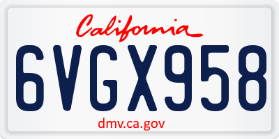 CA license plate 6VGX958
