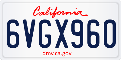 CA license plate 6VGX960