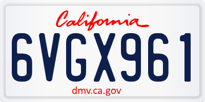 CA license plate 6VGX961