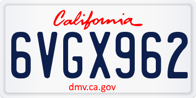 CA license plate 6VGX962