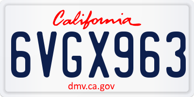 CA license plate 6VGX963