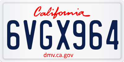 CA license plate 6VGX964