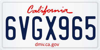 CA license plate 6VGX965