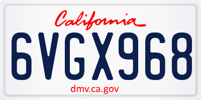 CA license plate 6VGX968