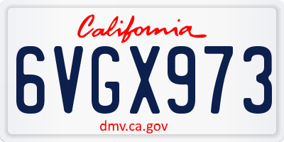 CA license plate 6VGX973