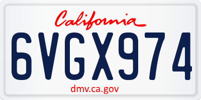 CA license plate 6VGX974