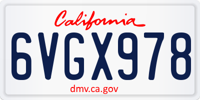 CA license plate 6VGX978