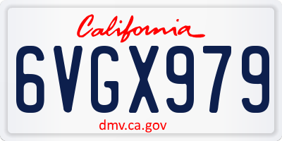 CA license plate 6VGX979