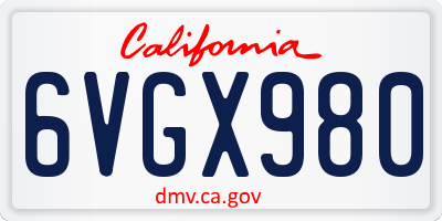CA license plate 6VGX980