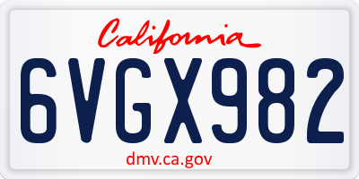 CA license plate 6VGX982