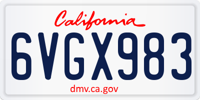 CA license plate 6VGX983
