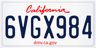 CA license plate 6VGX984