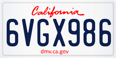 CA license plate 6VGX986