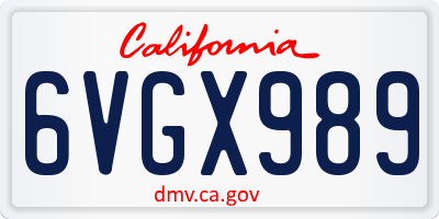 CA license plate 6VGX989