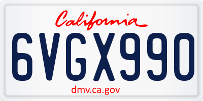CA license plate 6VGX990