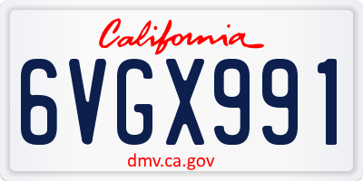 CA license plate 6VGX991