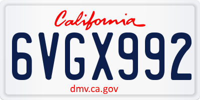 CA license plate 6VGX992