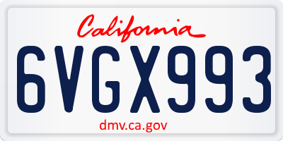 CA license plate 6VGX993