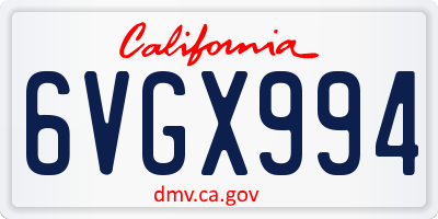 CA license plate 6VGX994