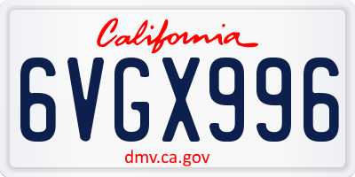 CA license plate 6VGX996