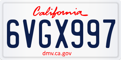 CA license plate 6VGX997