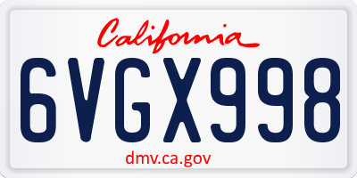 CA license plate 6VGX998
