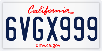 CA license plate 6VGX999