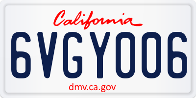 CA license plate 6VGY006