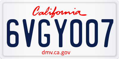 CA license plate 6VGY007