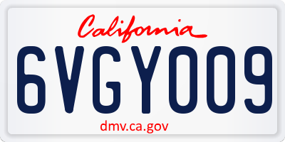 CA license plate 6VGY009