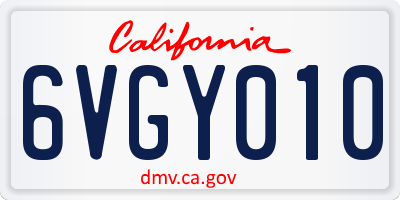 CA license plate 6VGY010