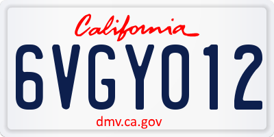 CA license plate 6VGY012