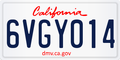 CA license plate 6VGY014