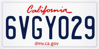 CA license plate 6VGY029
