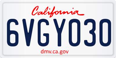 CA license plate 6VGY030