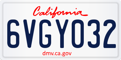 CA license plate 6VGY032