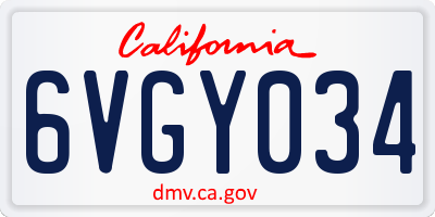 CA license plate 6VGY034