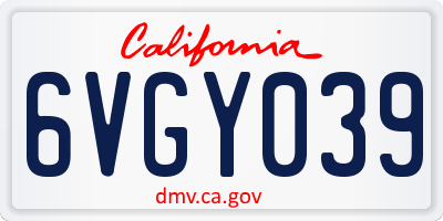 CA license plate 6VGY039