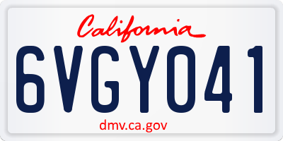 CA license plate 6VGY041