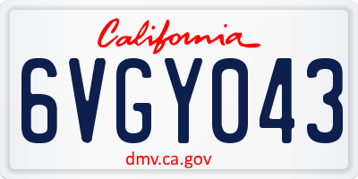 CA license plate 6VGY043