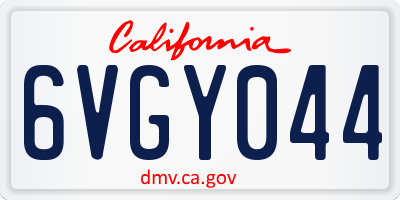 CA license plate 6VGY044