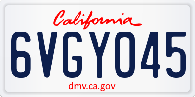 CA license plate 6VGY045