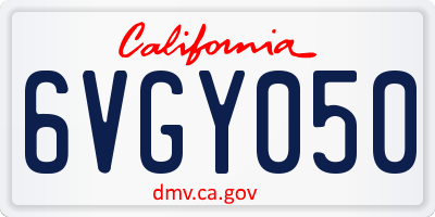 CA license plate 6VGY050