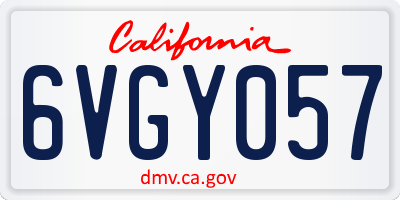 CA license plate 6VGY057