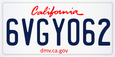 CA license plate 6VGY062