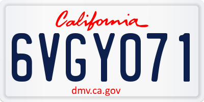 CA license plate 6VGY071