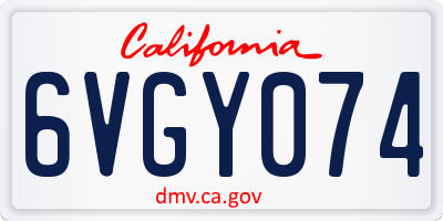 CA license plate 6VGY074