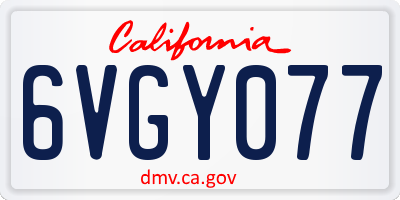 CA license plate 6VGY077